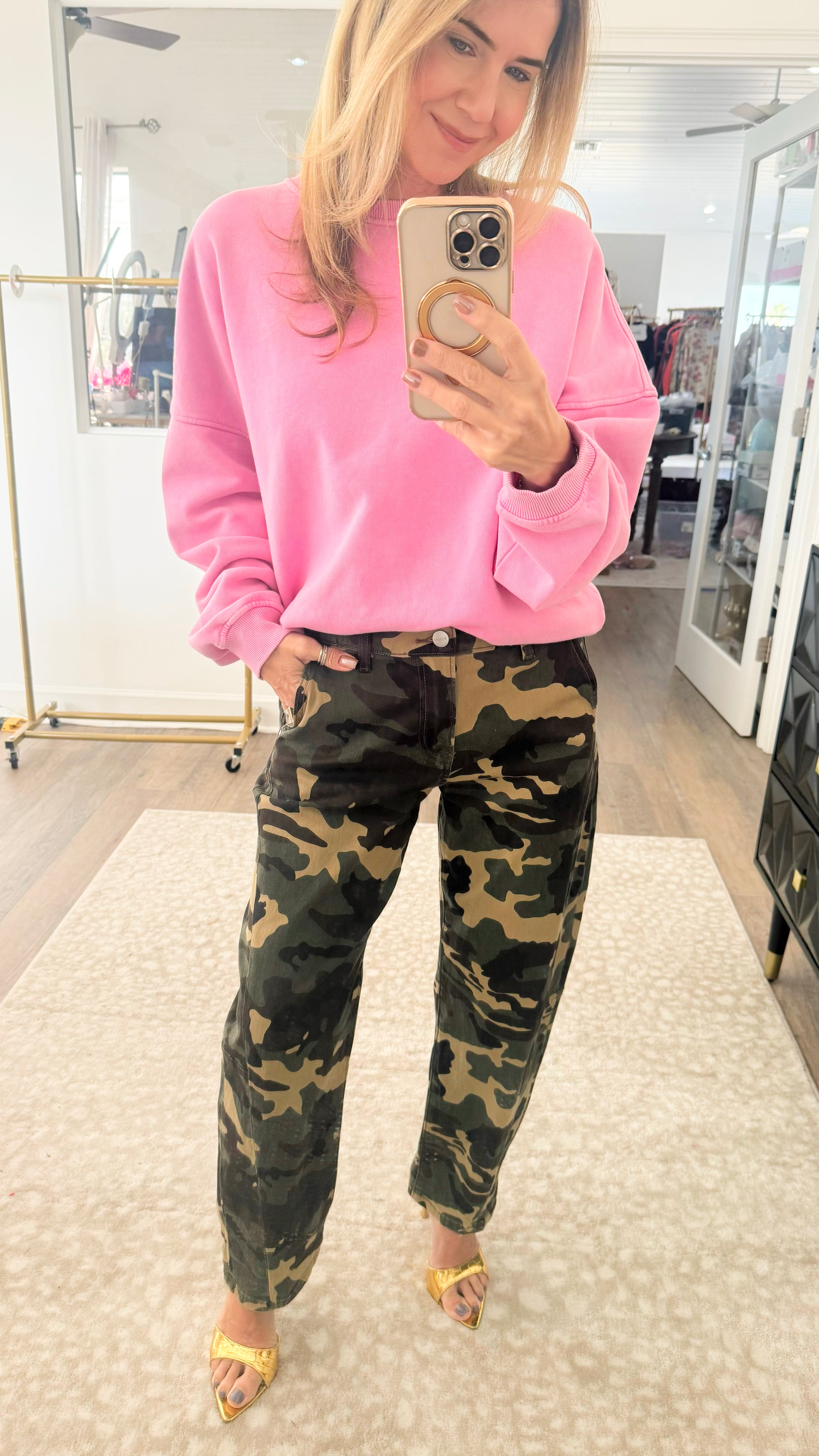 Utility Camo Barrel Pants-170 Bottoms-RISEN JEANS-Coastal Bloom Boutique, find the trendiest versions of the popular styles and looks Located in Indialantic, FL