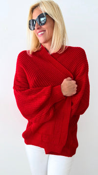 Sugar High Italian Cardigan- Red-150 Cardigans/Layers-Italianissimo-Coastal Bloom Boutique, find the trendiest versions of the popular styles and looks Located in Indialantic, FL