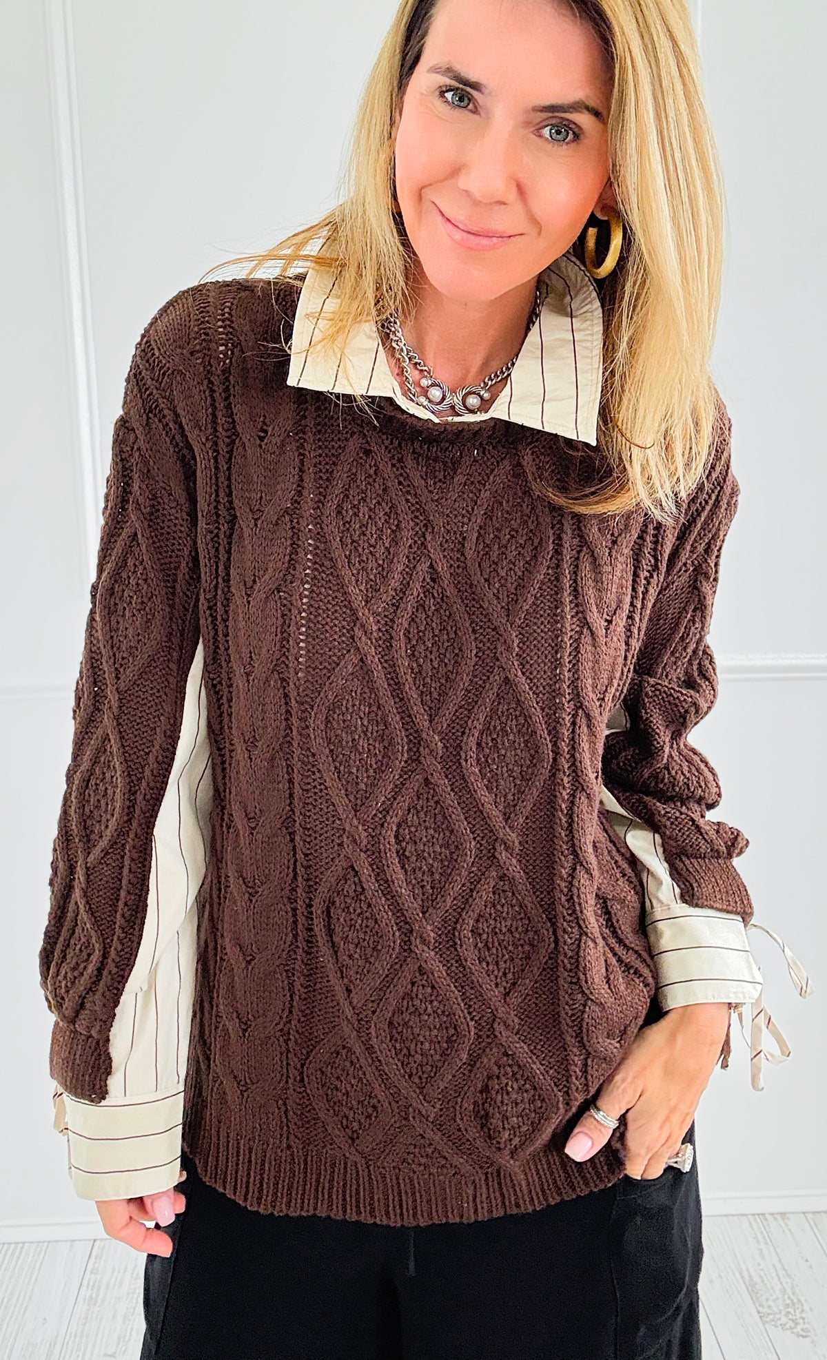 Borrowed Layers Knit Sweater-140 Sweaters-ROUSSEAU-Coastal Bloom Boutique, find the trendiest versions of the popular styles and looks Located in Indialantic, FL