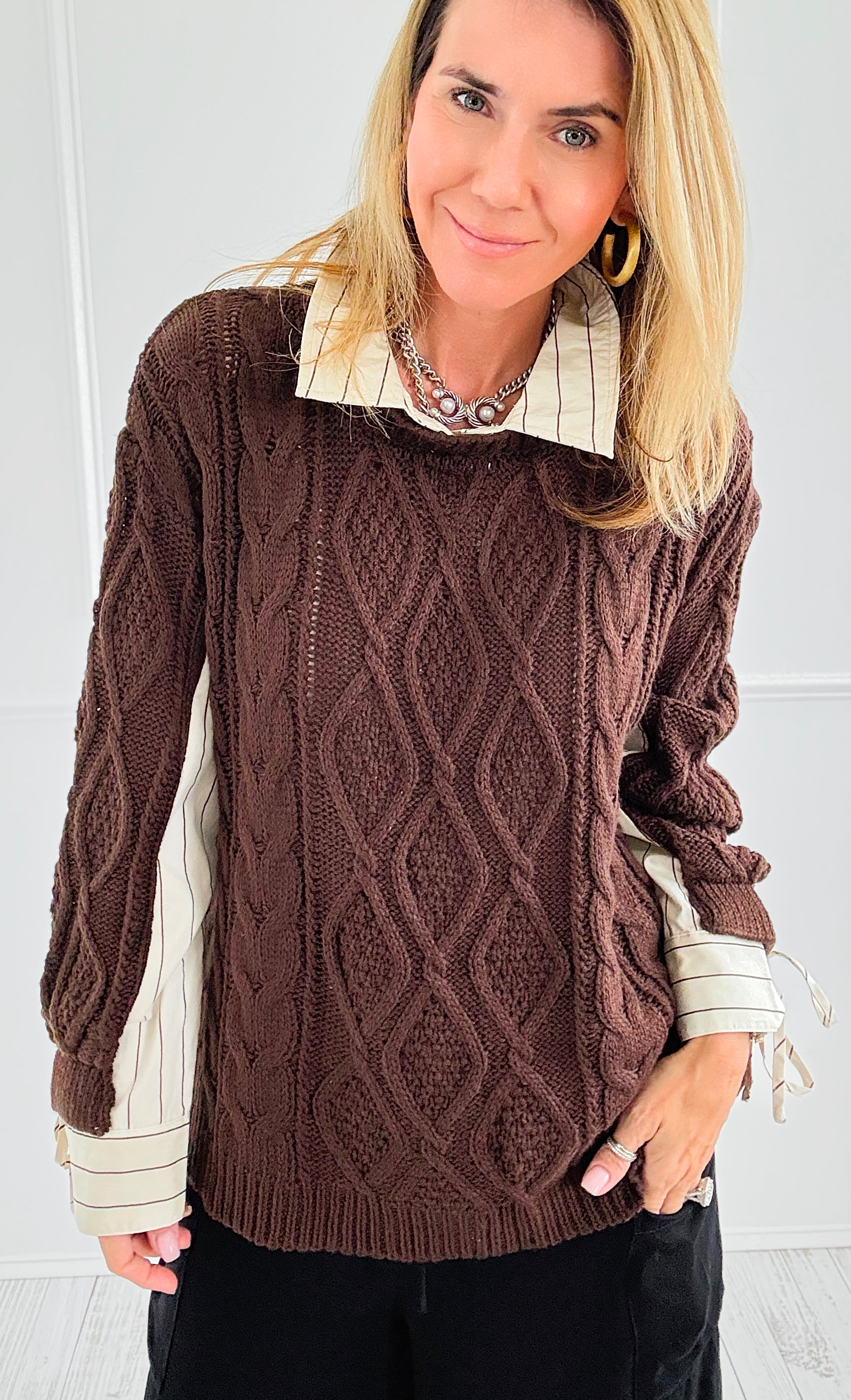 Borrowed Layers Knit Sweater-140 Sweaters-ROUSSEAU-Coastal Bloom Boutique, find the trendiest versions of the popular styles and looks Located in Indialantic, FL