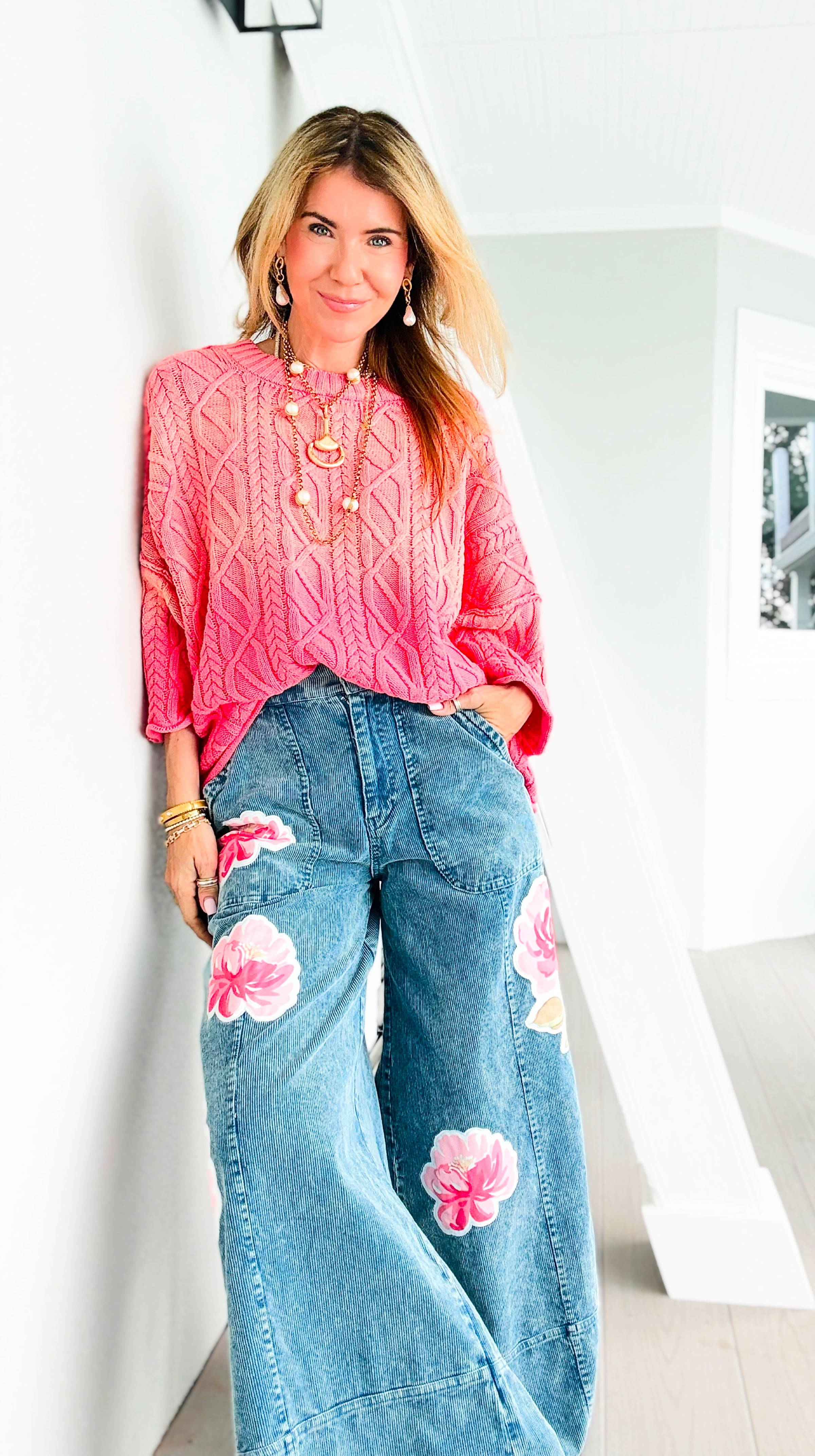 Vintage Blossom Corduroy Pants