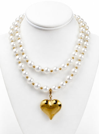 Wrap Around Pearl Heart Necklace - Chansutt