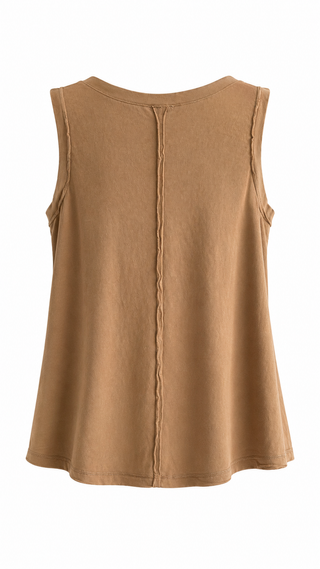 Raw Edge Tank Top - Mocha