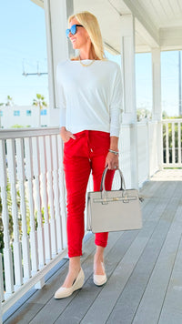 Love Endures Italian Jogger - Red Orange-180 Joggers-Italianissimo/ SUNNY HOLIDAYS-Coastal Bloom Boutique, find the trendiest versions of the popular styles and looks Located in Indialantic, FL