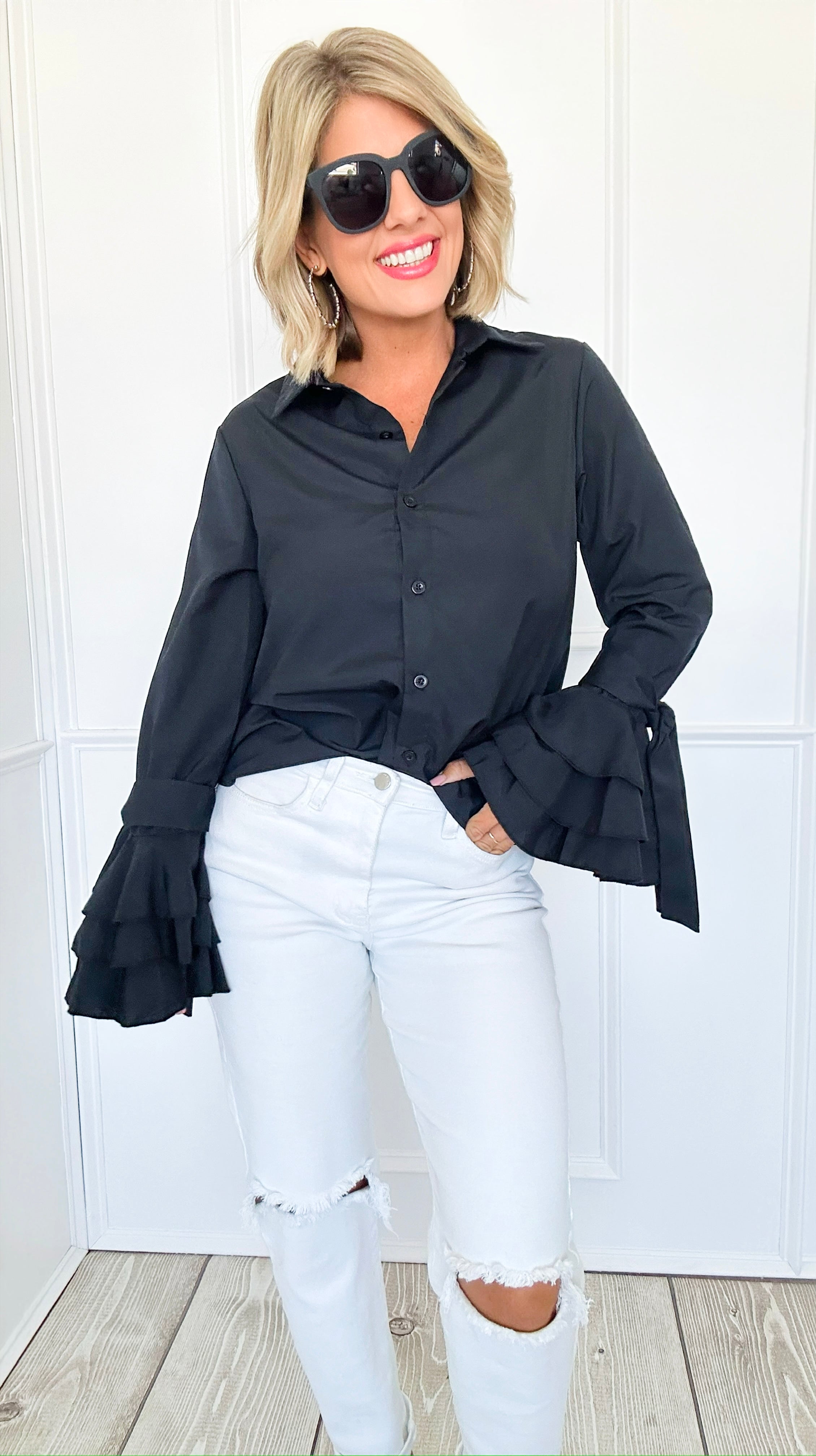 Flamenco Nights Blouse-130 Long Sleeve Tops-Chasing Bandits-Coastal Bloom Boutique, find the trendiest versions of the popular styles and looks Located in Indialantic, FL