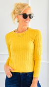 Hailey Knit Pullover Top - Yellow-140 Sweaters-Cielo-Coastal Bloom Boutique, find the trendiest versions of the popular styles and looks Located in Indialantic, FL
