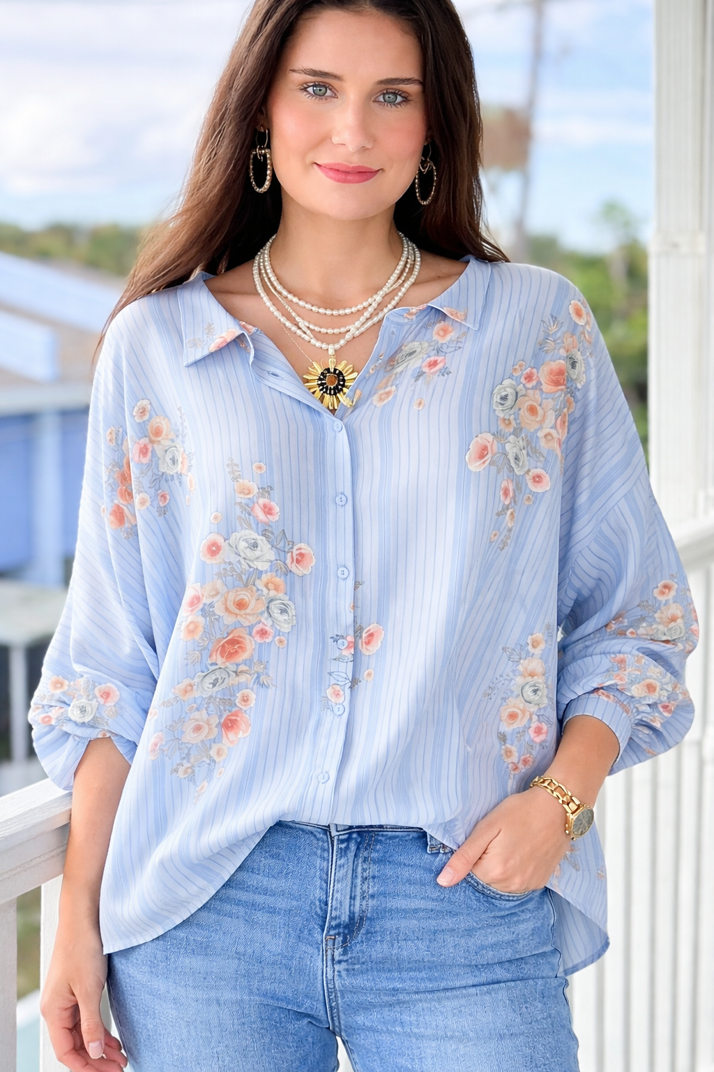Morning Bloom Button Italian Top