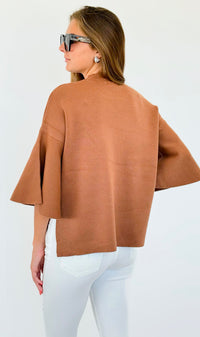 Bell Sleeve Sweater - Deep Camel-140 Sweaters-Zenana-Coastal Bloom Boutique, find the trendiest versions of the popular styles and looks Located in Indialantic, FL
