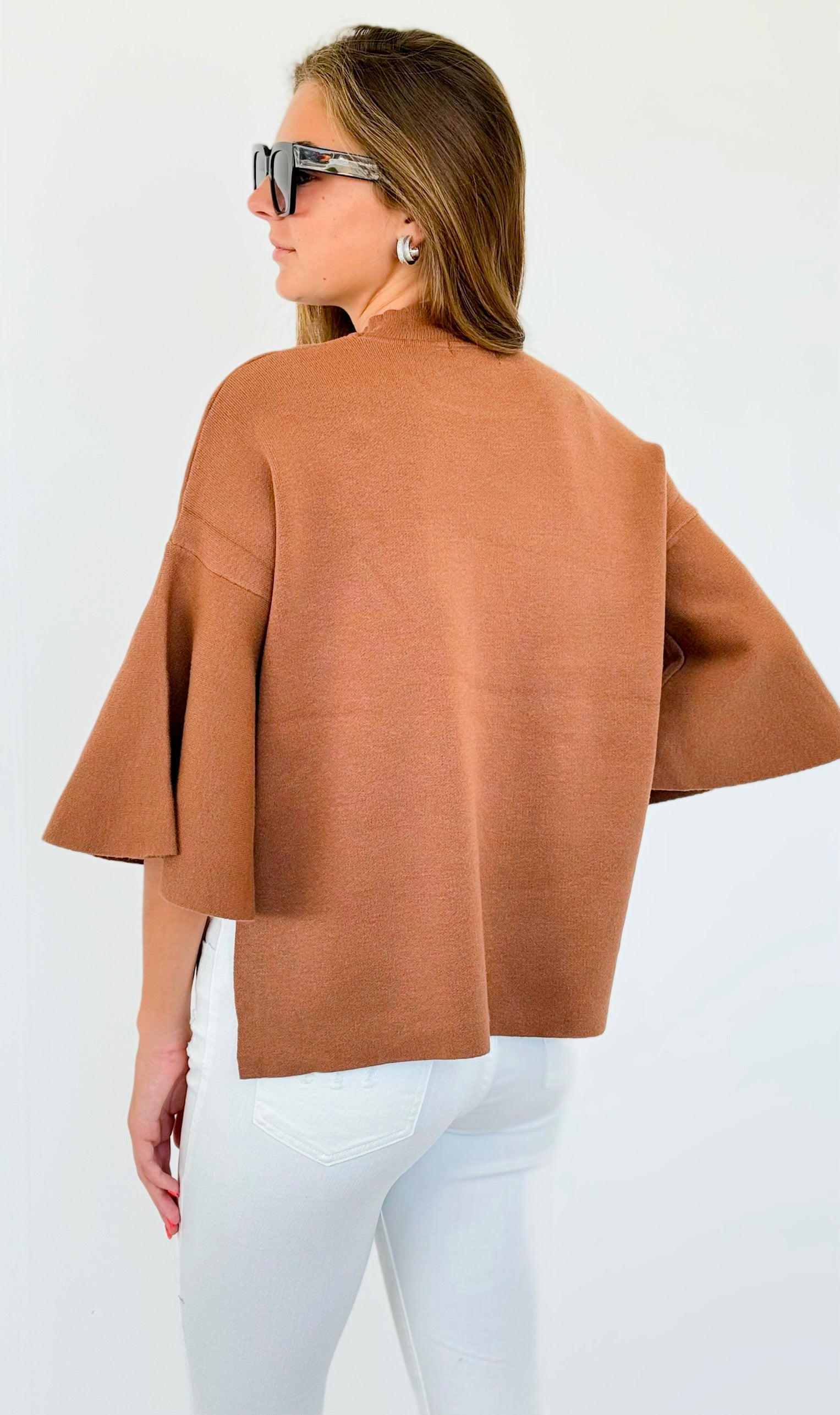 Bell Sleeve Sweater - Deep Camel-140 Sweaters-Zenana-Coastal Bloom Boutique, find the trendiest versions of the popular styles and looks Located in Indialantic, FL