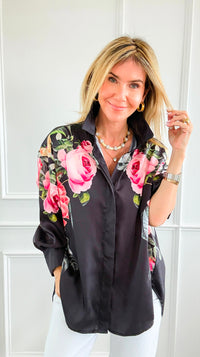 Nocturne Rose Italian Button Top