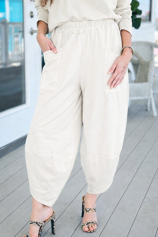 La Spezia Italian Barrel Cotton Pant - Ivory