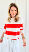 Chic Stripe Knit Sweater-130 Long Sleeve Set-Lovelo x GeeGee-Coastal Bloom Boutique, find the trendiest versions of the popular styles and looks Located in Indialantic, FL