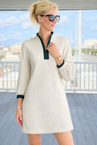 Easy Zip Front Textured Dress