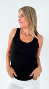 Classic Fitted Scoop Neck Tank Top - Black-100 Sleeveless Tops-Before You-Coastal Bloom Boutique, find the trendiest versions of the popular styles and looks Located in Indialantic, FL