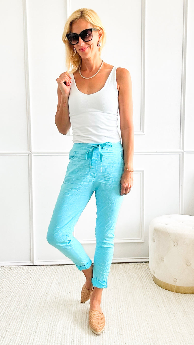 Love Endures Italian Jogger - Turquoise-180 Joggers-Germany-Coastal Bloom Boutique, find the trendiest versions of the popular styles and looks Located in Indialantic, FL