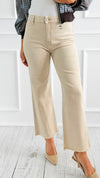 Frayed Hem Bootcut Pants - Sand Beige-170 Bottoms-Zenana-Coastal Bloom Boutique, find the trendiest versions of the popular styles and looks Located in Indialantic, FL