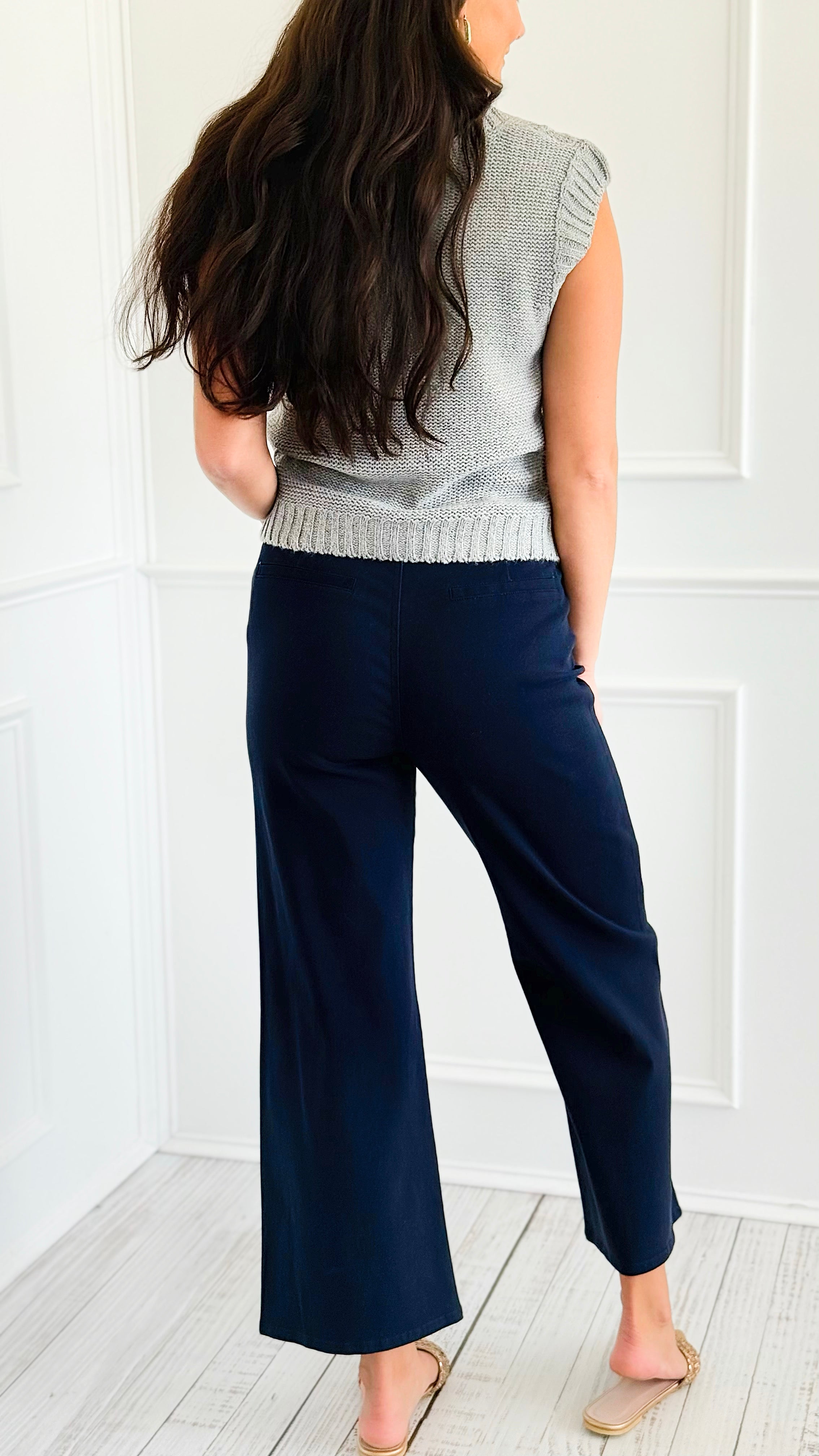 Hot Ticket Wide Leg Pants - Navy-100 Pants-ENTRO-Coastal Bloom Boutique, find the trendiest versions of the popular styles and looks Located in Indialantic, FL