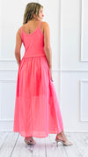 Breezy Stroll Italian Dress- Coral-200 Dresses/Jumpsuits/Rompers-Italianissimo-Coastal Bloom Boutique, find the trendiest versions of the popular styles and looks Located in Indialantic, FL