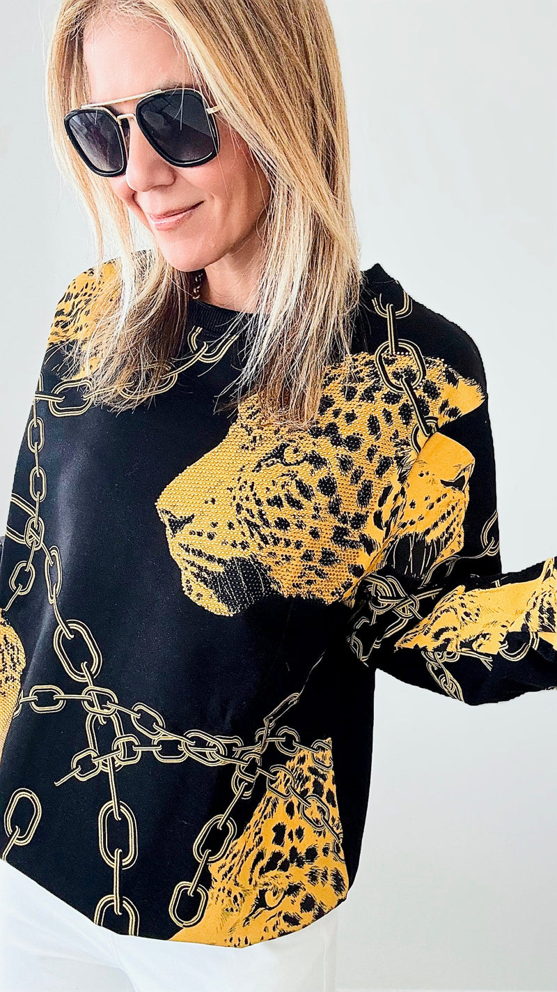 Chained Wild Soul Sweatshirt - Black-140 Sweaters-Caviar dremes-Coastal Bloom Boutique, find the trendiest versions of the popular styles and looks Located in Indialantic, FL