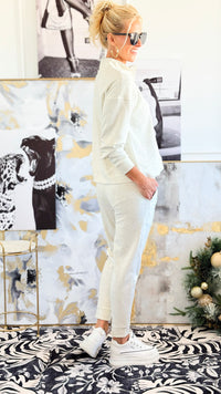 Coastline Half-Zip Pullover & Joggers Set - H Vanilla-210 Loungewear/Sets-Zenana-Coastal Bloom Boutique, find the trendiest versions of the popular styles and looks Located in Indialantic, FL