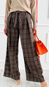 Luxe Bow Plaid Italian Pant-100 Pants-AZUL MONACO-Coastal Bloom Boutique, find the trendiest versions of the popular styles and looks Located in Indialantic, FL