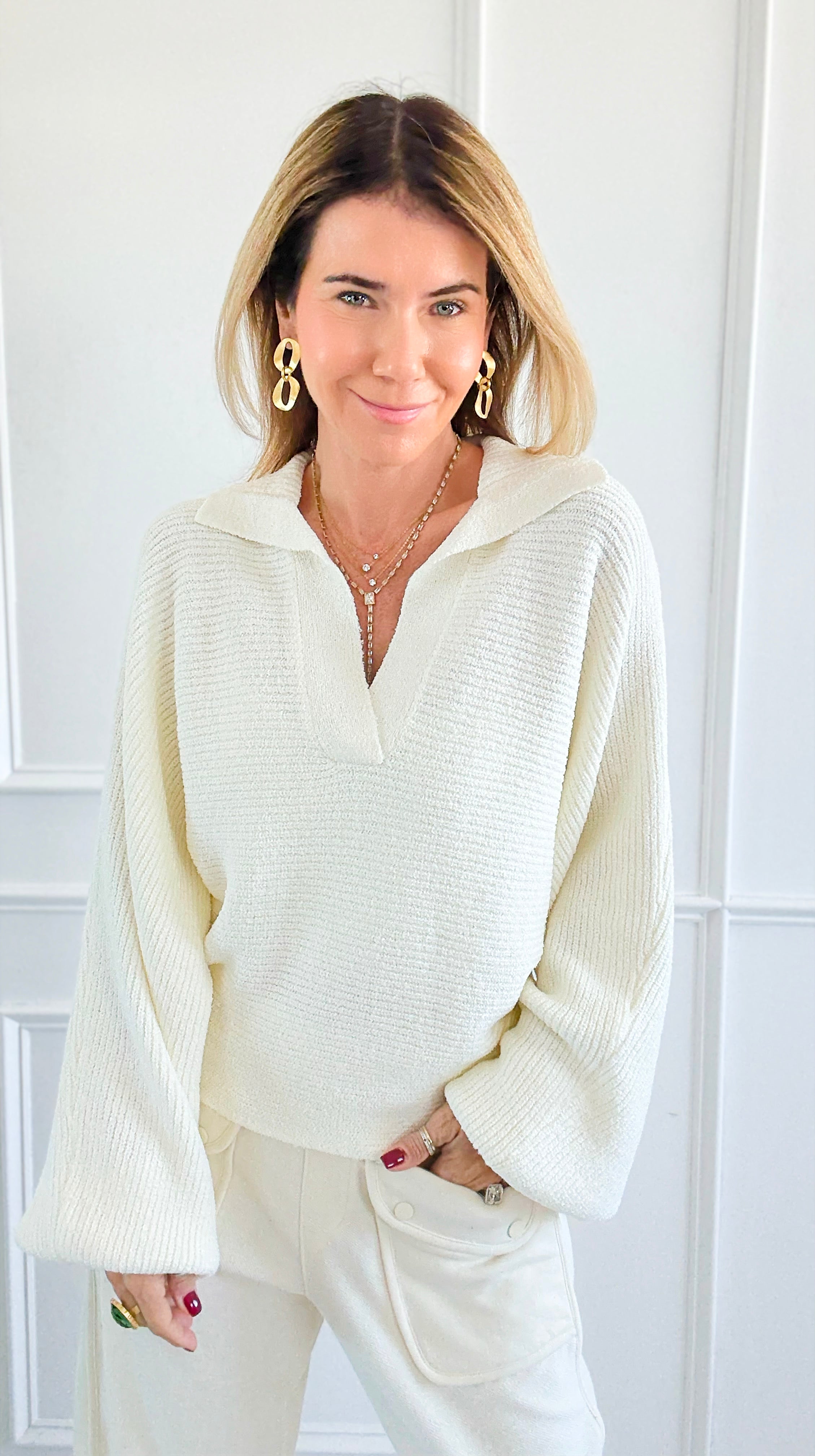 Cloud Nine Knit Sweater - Cream-140 Sweaters-Promesa-Coastal Bloom Boutique, find the trendiest versions of the popular styles and looks Located in Indialantic, FL