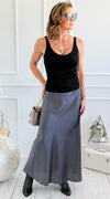 Isabella Italian Skirt- Charcoal-170 Bottoms-SEE YOU IN ROME-Coastal Bloom Boutique, find the trendiest versions of the popular styles and looks Located in Indialantic, FL