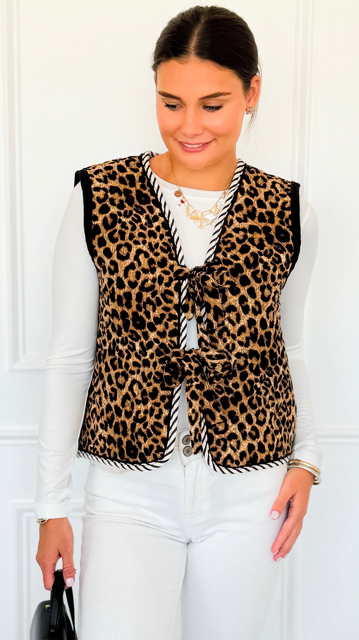 Wild Harmony Tie Front Vest-150 Cardigans/Layers-Umgee-Coastal Bloom Boutique, find the trendiest versions of the popular styles and looks Located in Indialantic, FL
