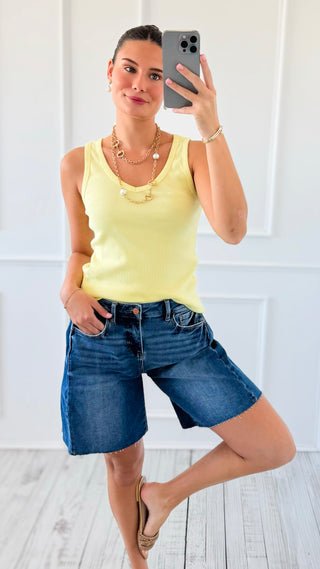 Dark Wash Denim Bermuda Shorts