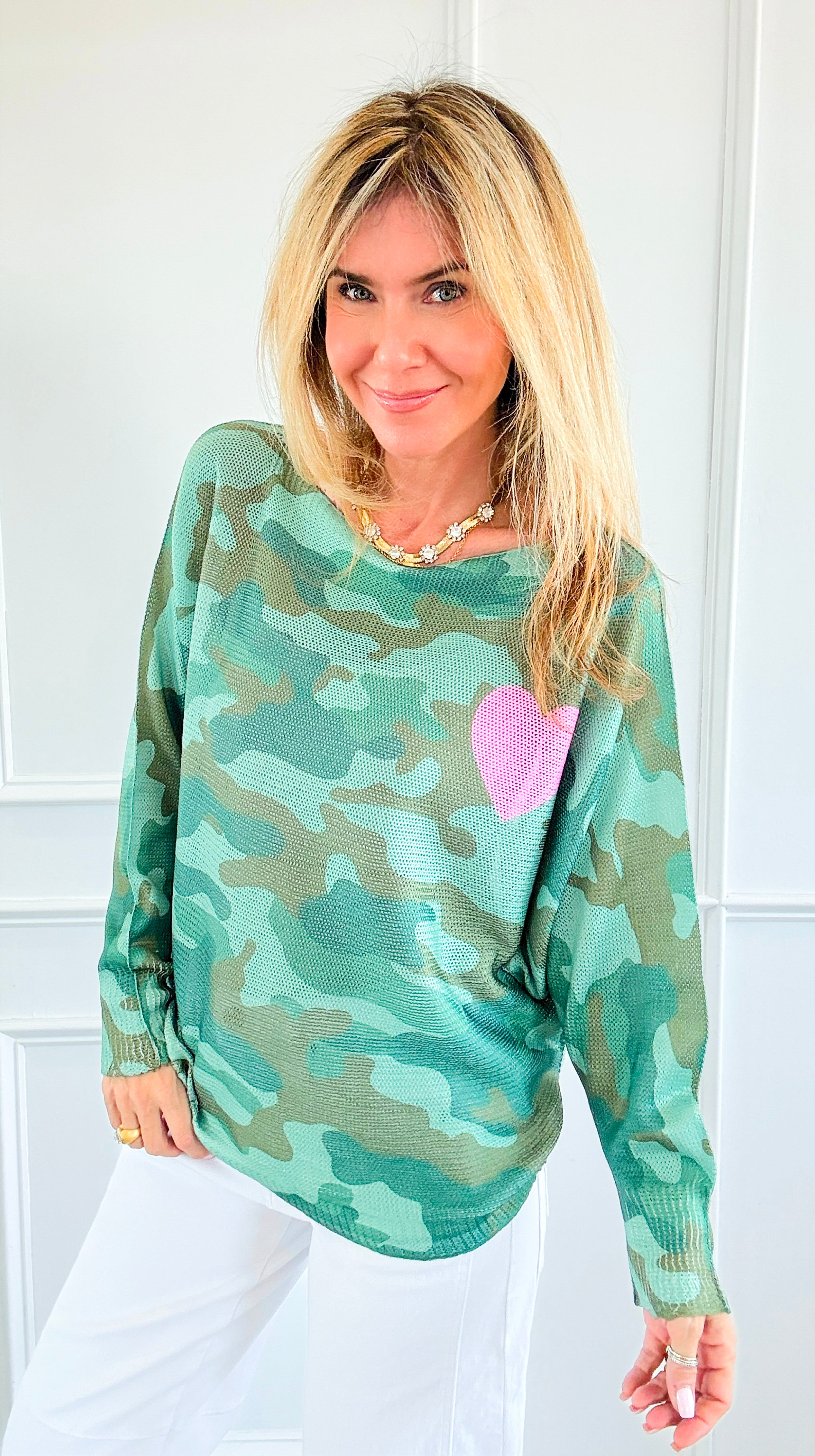 Heart Camo Italian St Tropez Knit