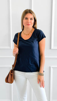 Everyday V-Neck Italian Top-110 short Sleeve Top-LY PARIS-Coastal Bloom Boutique, find the trendiest versions of the popular styles and looks Located in Indialantic, FL