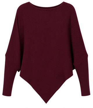 Asymmetrical Knit Top - Wine