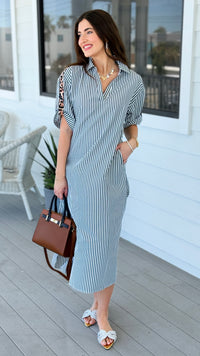 Striped Midi Shirt Dress