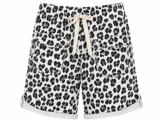 Leopard Studded Pocket Italian Jogger Shorts- White