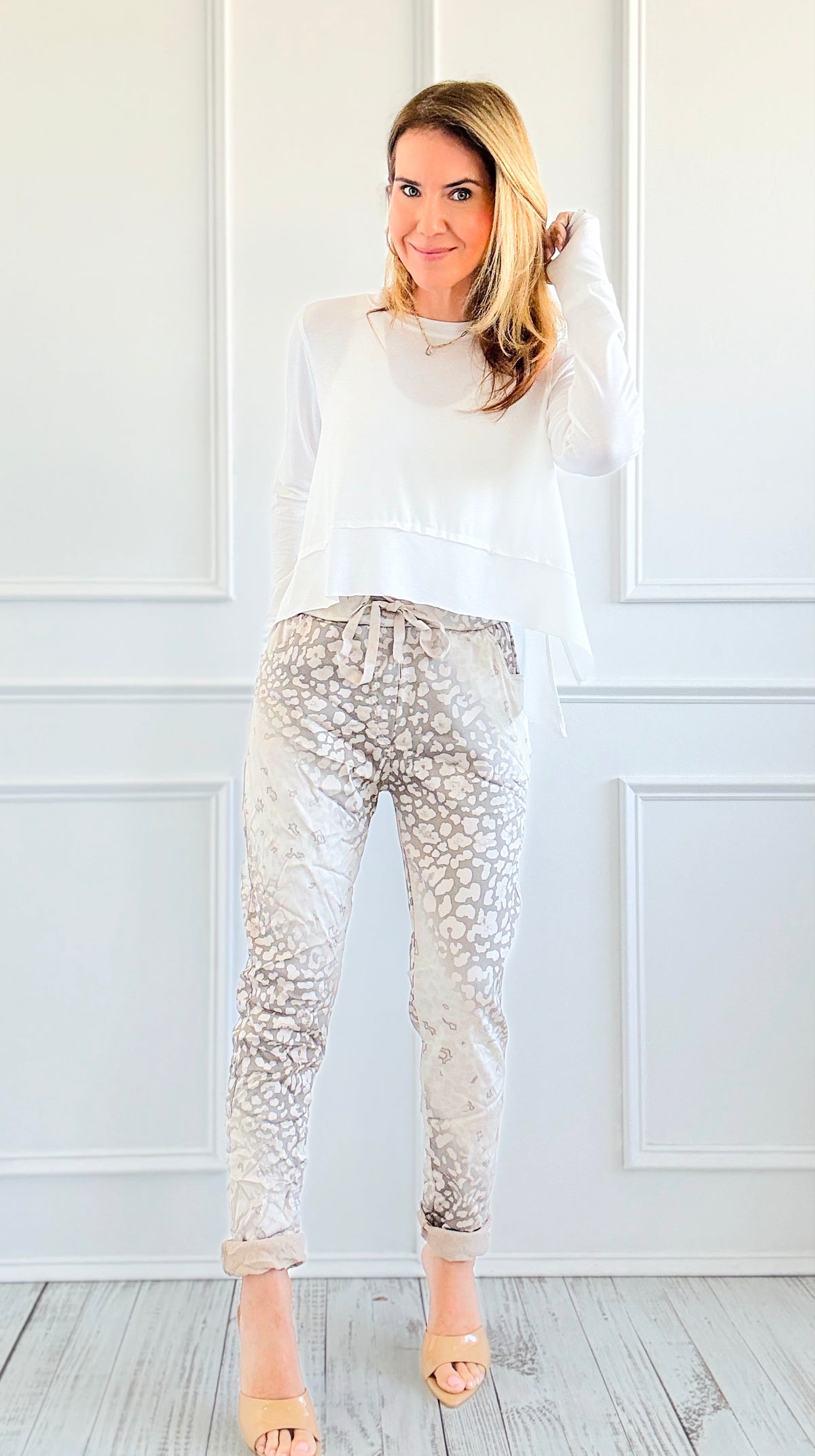 Wish List Animal Print Italian Joggers- Beige-180 Joggers-Italianissimo-Coastal Bloom Boutique, find the trendiest versions of the popular styles and looks Located in Indialantic, FL