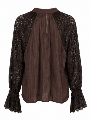 Lace Sleeve Italian Button Top