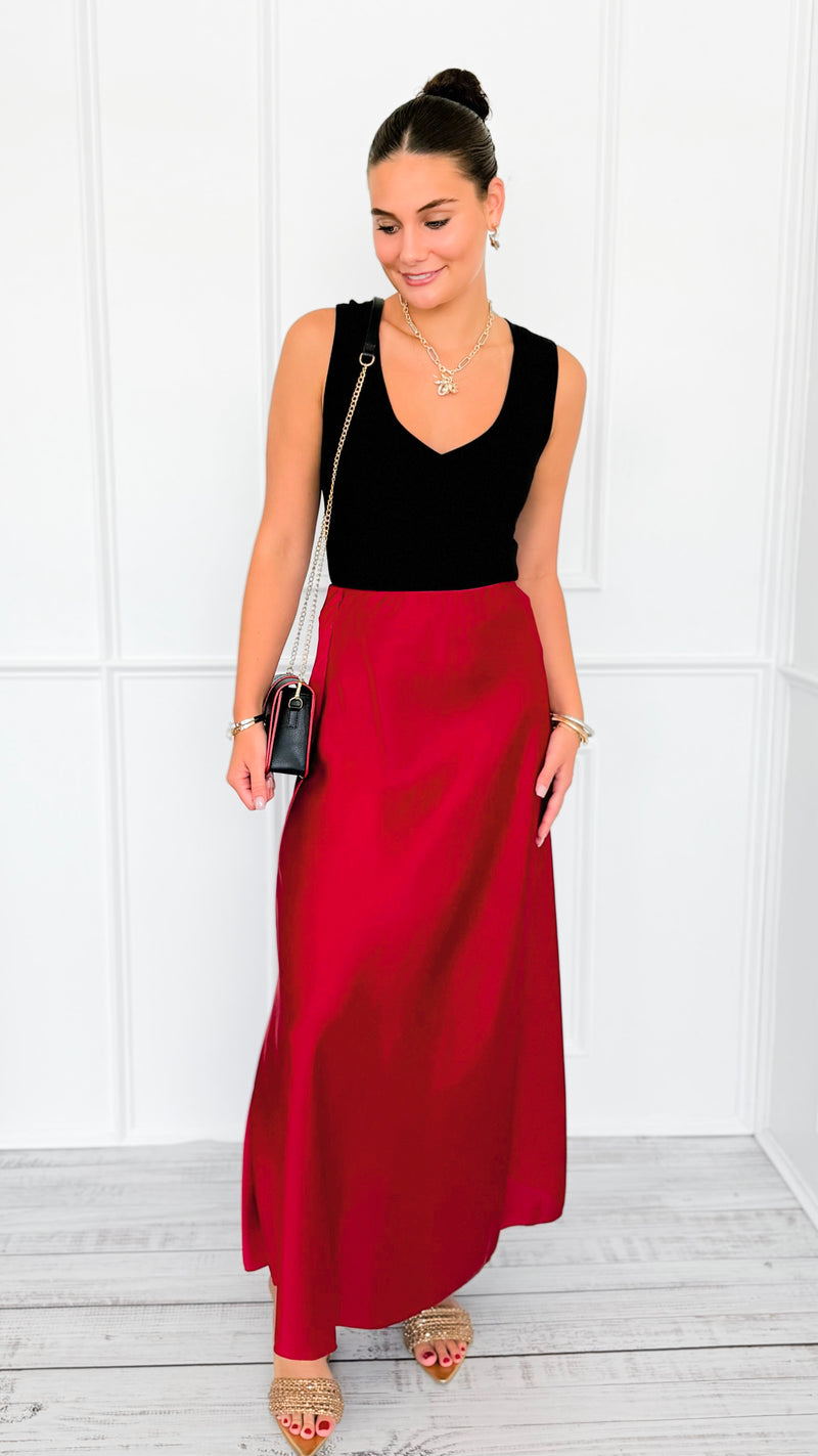 Isabella Italian Skirt- Burgundy-170 Bottoms-SEE YOU IN ROME-Coastal Bloom Boutique, find the trendiest versions of the popular styles and looks Located in Indialantic, FL