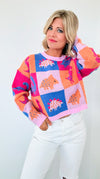 Dino Patchwork Sweater-140 Sweaters-Dreamers-Coastal Bloom Boutique, find the trendiest versions of the popular styles and looks Located in Indialantic, FL