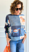 Carousel Dreams Italian St Tropez Knit- Royal Blue-140 Sweaters-SORPRESA-Coastal Bloom Boutique, find the trendiest versions of the popular styles and looks Located in Indialantic, FL
