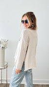 "Champagne Please" Knit Lightweight Sweater - Beige-140 Sweaters-Miracle-Coastal Bloom Boutique, find the trendiest versions of the popular styles and looks Located in Indialantic, FL