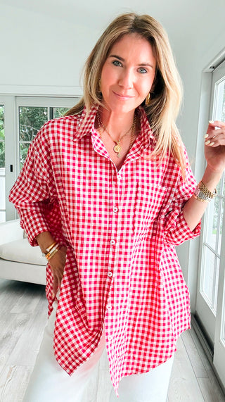 Oversized Gingham Top