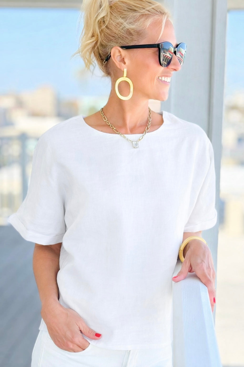 Off-Duty Boxy Sleeve Top - Off White