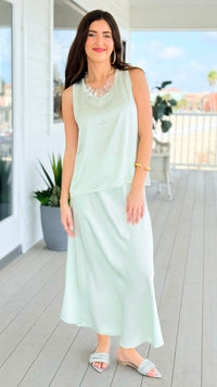 Just My Type Italian Skirt- Sage