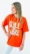 Sole & Mare Italian Graphic Tee- Orange-110 Short Sleeve Tops-Italianissimo-Coastal Bloom Boutique, find the trendiest versions of the popular styles and looks Located in Indialantic, FL