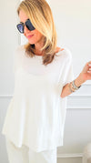 Classic Scoop Neck Knit Top - White-110 Short Sleeve Tops-original usa-Coastal Bloom Boutique, find the trendiest versions of the popular styles and looks Located in Indialantic, FL