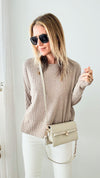 Ribbed Dolman Sweater - H Mocha-130 Long Sleeve Tops-Zenana-Coastal Bloom Boutique, find the trendiest versions of the popular styles and looks Located in Indialantic, FL