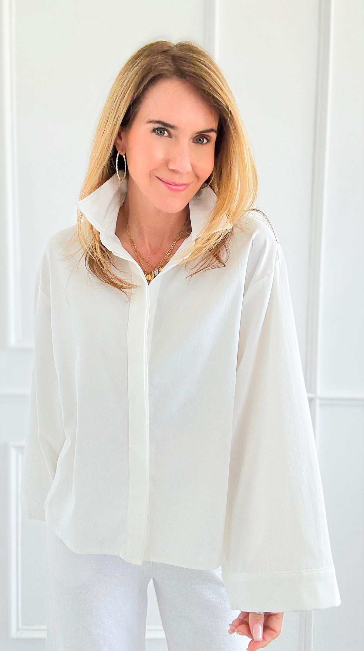 Effortless Luxe Button-Up Blouse-130 Long Sleeve Tops-Gigio-Coastal Bloom Boutique, find the trendiest versions of the popular styles and looks Located in Indialantic, FL