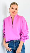 Zip-Up Scuba Long Sleeve Sweatshirt - Magenta-110 Short Sleeve Tops-BucketList-Coastal Bloom Boutique, find the trendiest versions of the popular styles and looks Located in Indialantic, FL