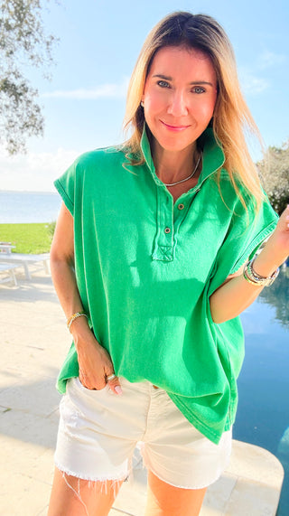 Sunlit Ease Top -  Kelly Green