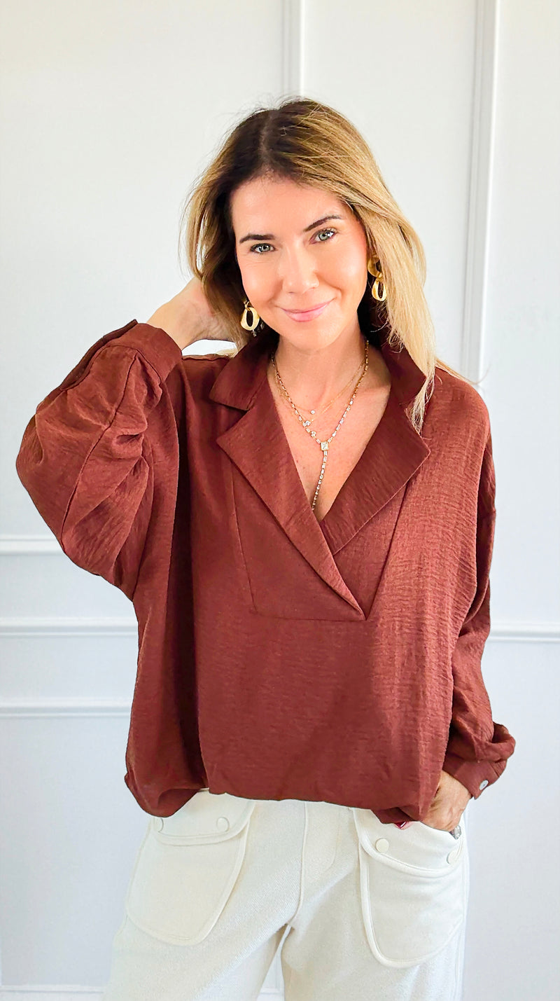 Textured Treasure Woven Top-110 Long Sleeve Tops-LIME 'N' CHILI-Coastal Bloom Boutique, find the trendiest versions of the popular styles and looks Located in Indialantic, FL